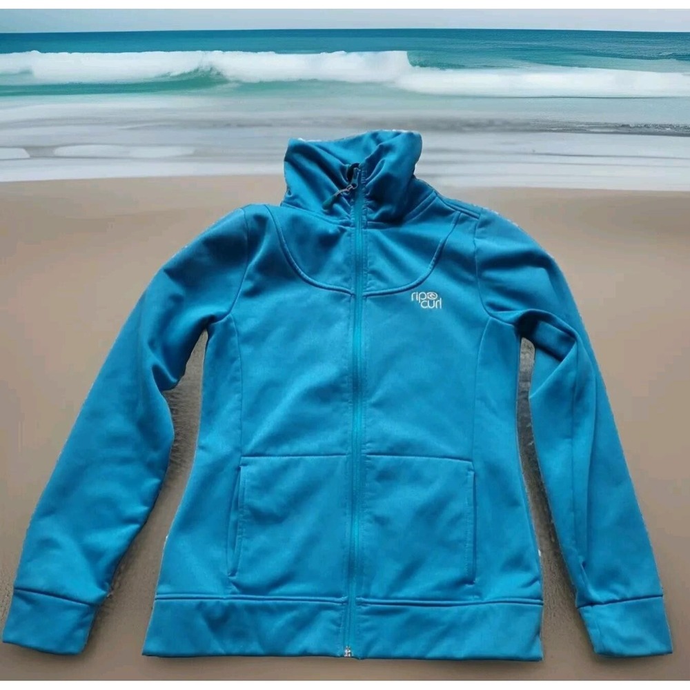 Rip Curl Full Zip Fleece Jacket Womens XS Blue Excellent Funnel‎ Neck Activewear